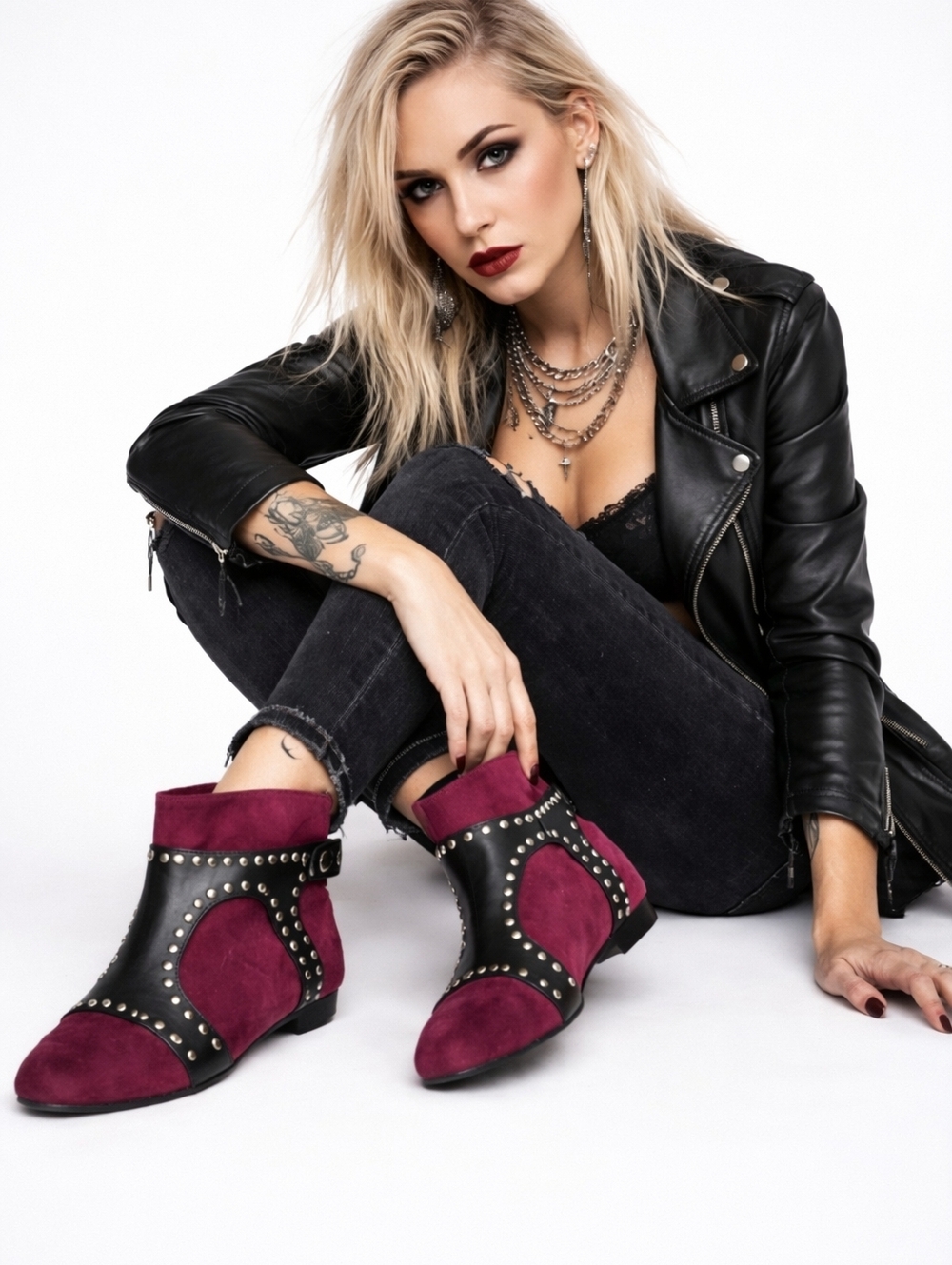 Madison Harding Purple‎ Biker  Ankle Boots 9.5